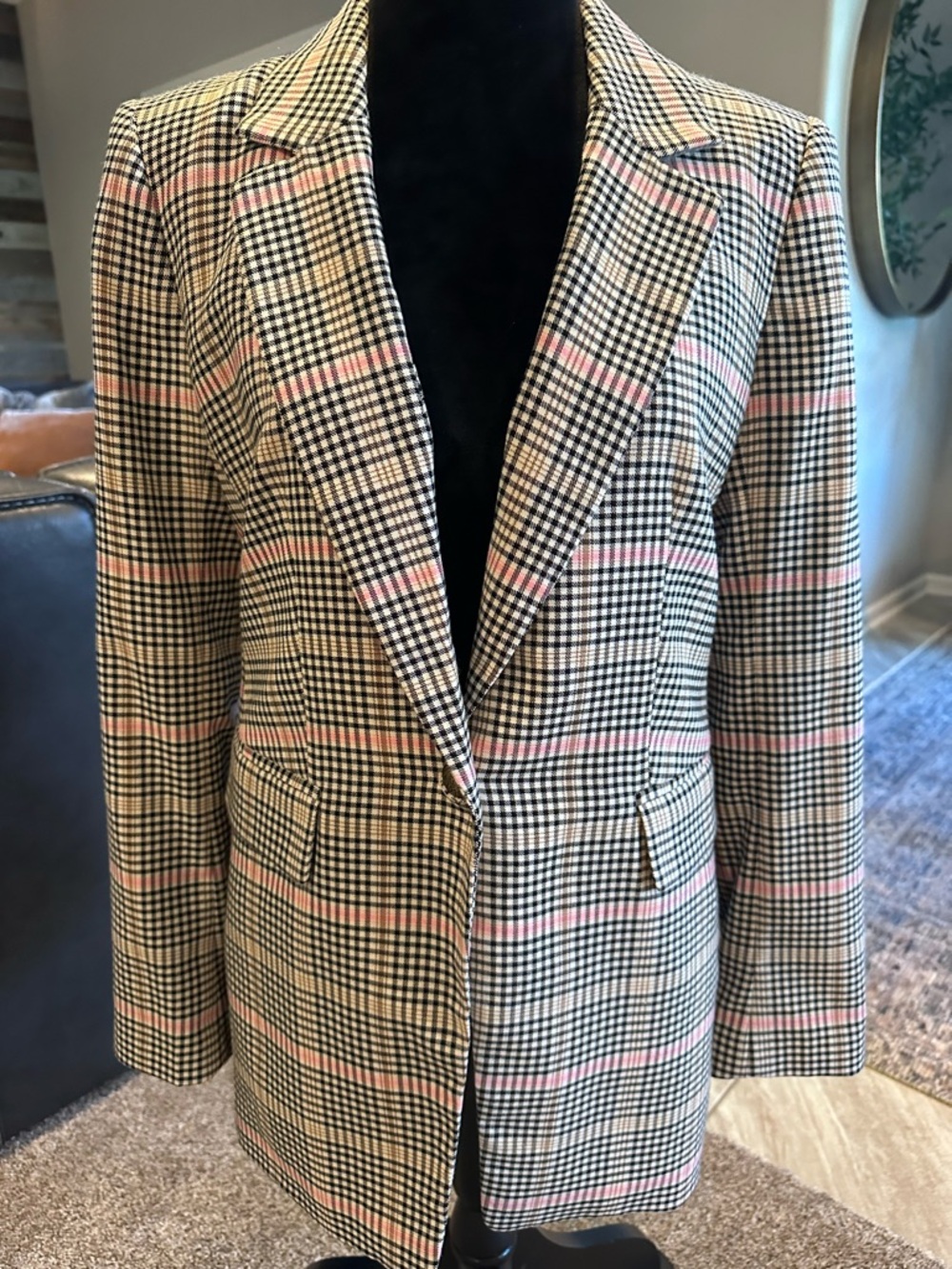 LOFT Plaid Blazer in Black, Cream, Tan, Pink